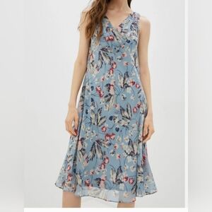 Ralph Lauren Flowy Dress Sleeveless Size 16 Flowy Romantic Cottage Core Blue